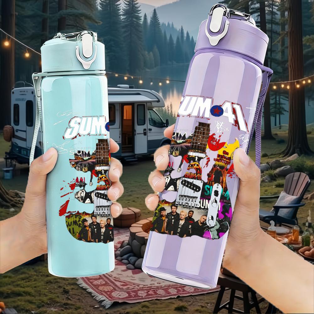 1PC Retro Multi Character Cartoon Colorful Print 750ml Portable Sports Water Bottle Leakproof Gym Outdoor Travel Drink Cup