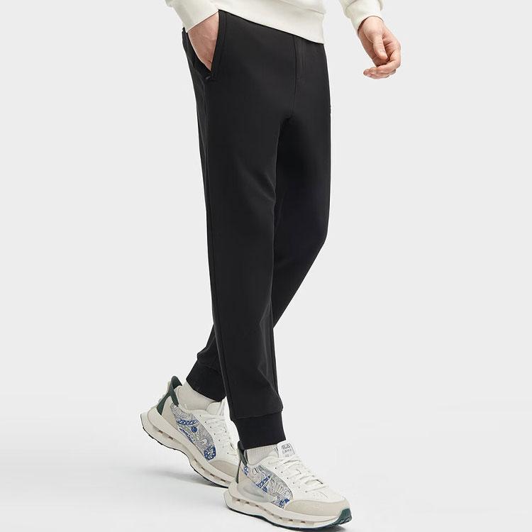 Fila Серия Heritage Однотонные Спортивные Брюки из Трикотажа с Отворотами Средней Посадки Мужские низы Черный F11M418609F-BK