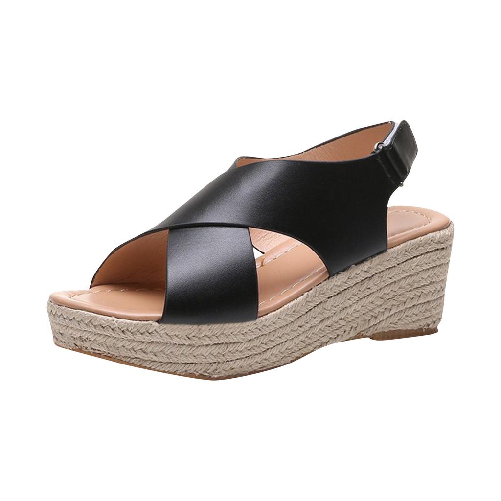 Новая летняя повседневная обувь, сандалии на танкетке и платформе с открытым носком