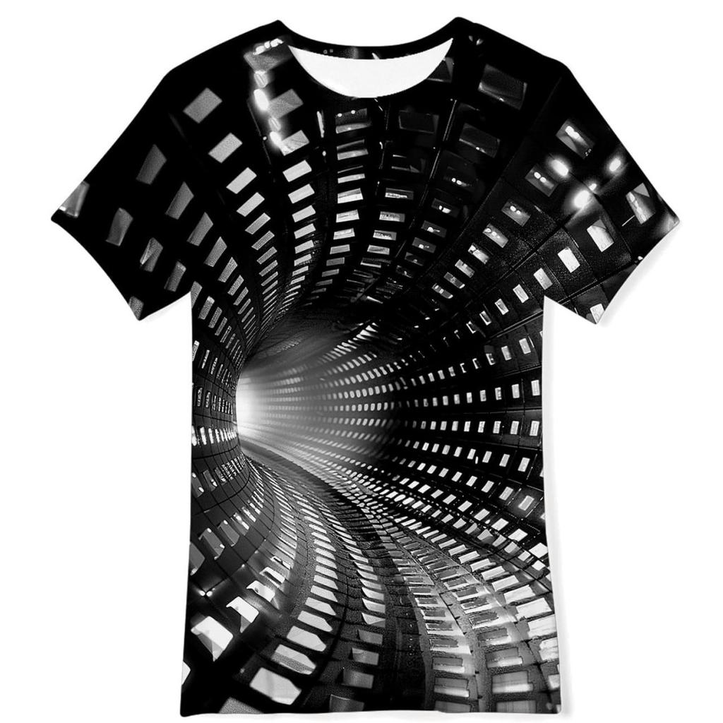 Модные Детские Футболки 3D Печать Цветной Узор Круглый Вырез Повседневные Топы с Коротким Рукавом Детские Футболки Одежда