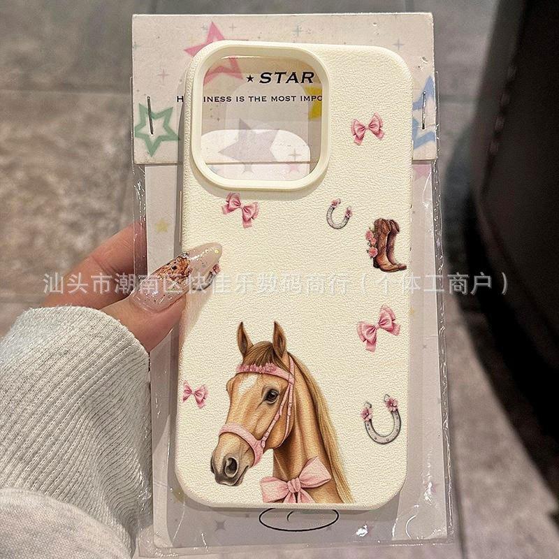 Подходит для чехла на мобильный телефон Apple 17promax Пони iPhone16plus/15/14/13/12 узор из искусственной кожи 11