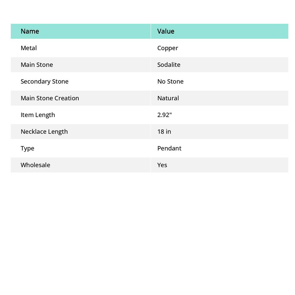 Natural Sodalite Gemstone Handmade Copper Wire Wrap Gift Pendant 2.92" R8g73