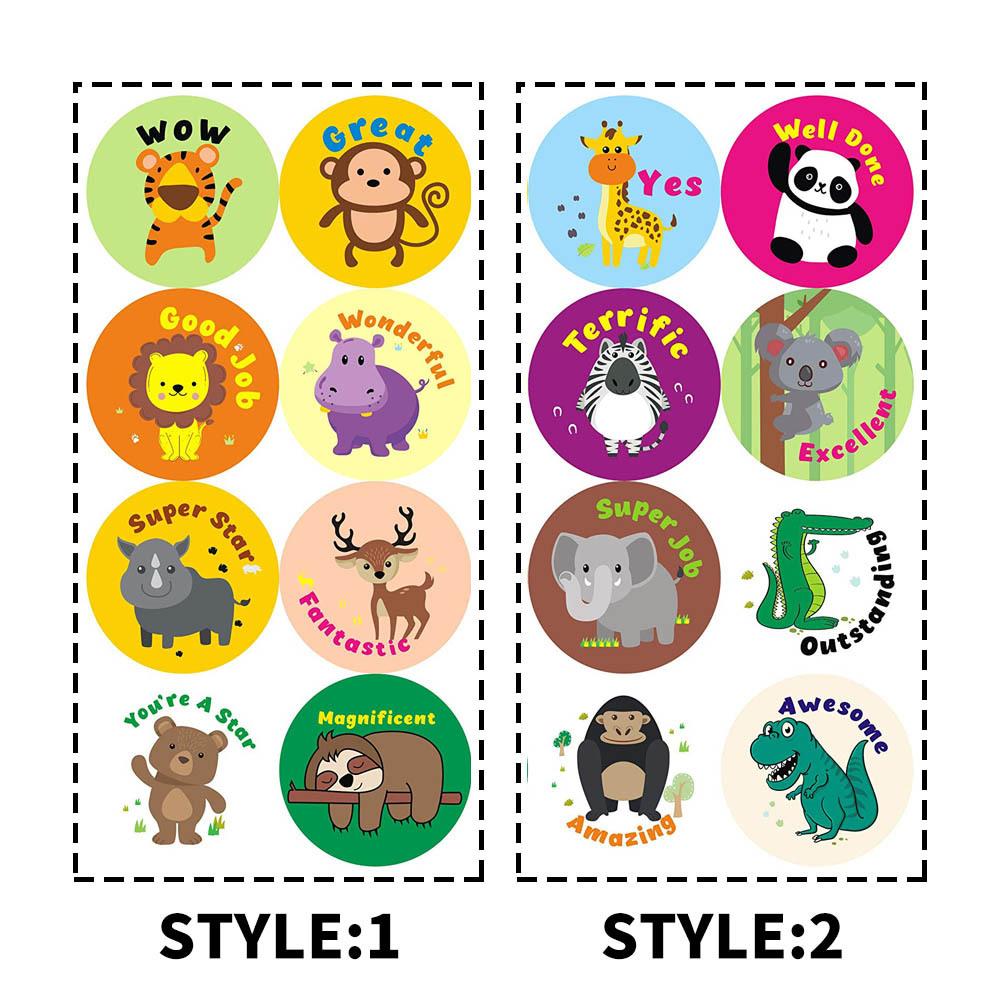 50-500pcs creative animals stickers 1inch labels reward sticker for school teacher kids Smile stationery sticker