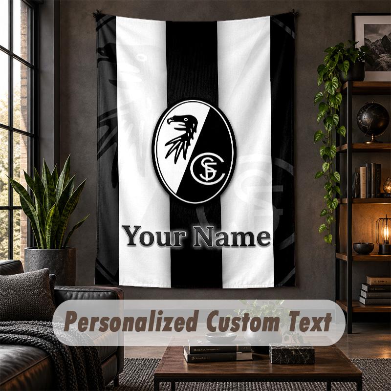 Personalized Wall Tapestry,SC Freiburg FC Custom Text, Soft Fabric Wall Art For Indoor Decoration