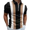 Men's Striped Printed Polo Shirt, Half Zip Short Sleeved T-shirt, Multi Colored, Casual, Summer Clothing