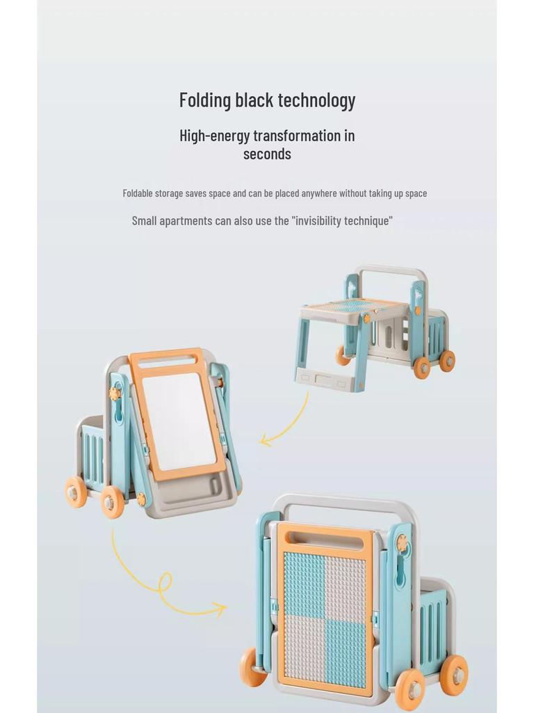 Manlong Convertible Building Block Table & Foldable Drawing Board - Educational Game Table for Boys & Girls, Ideal First Birthday Gift