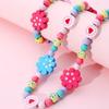 2pcs Cute Cartoon Wood Beads Necklace Animal Shape Children's Necklace Bracelet Jewelry Set