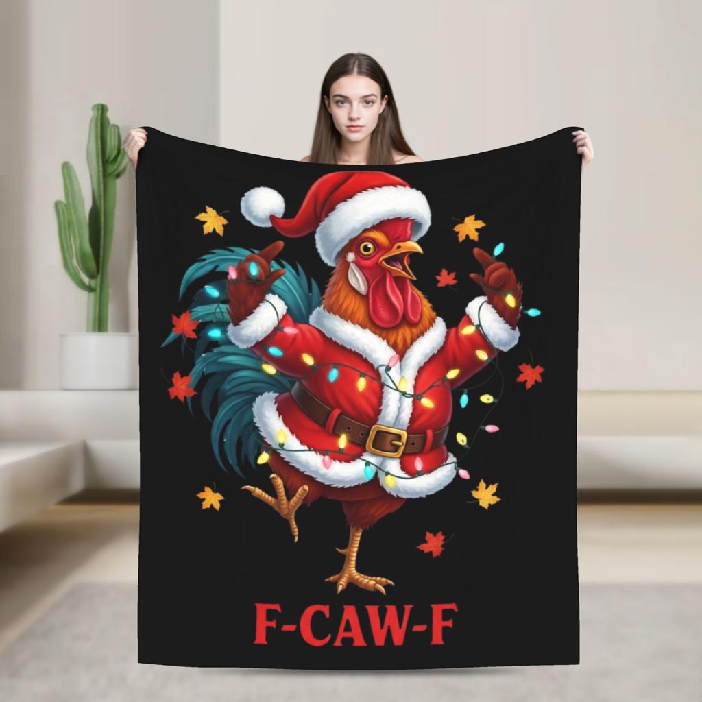 Christmas F Caw F Rooster Flannel Blankets Winter Super Soft Bedding Throws for Kids Adult Comfortable Bedspread Sofa Bed Cover