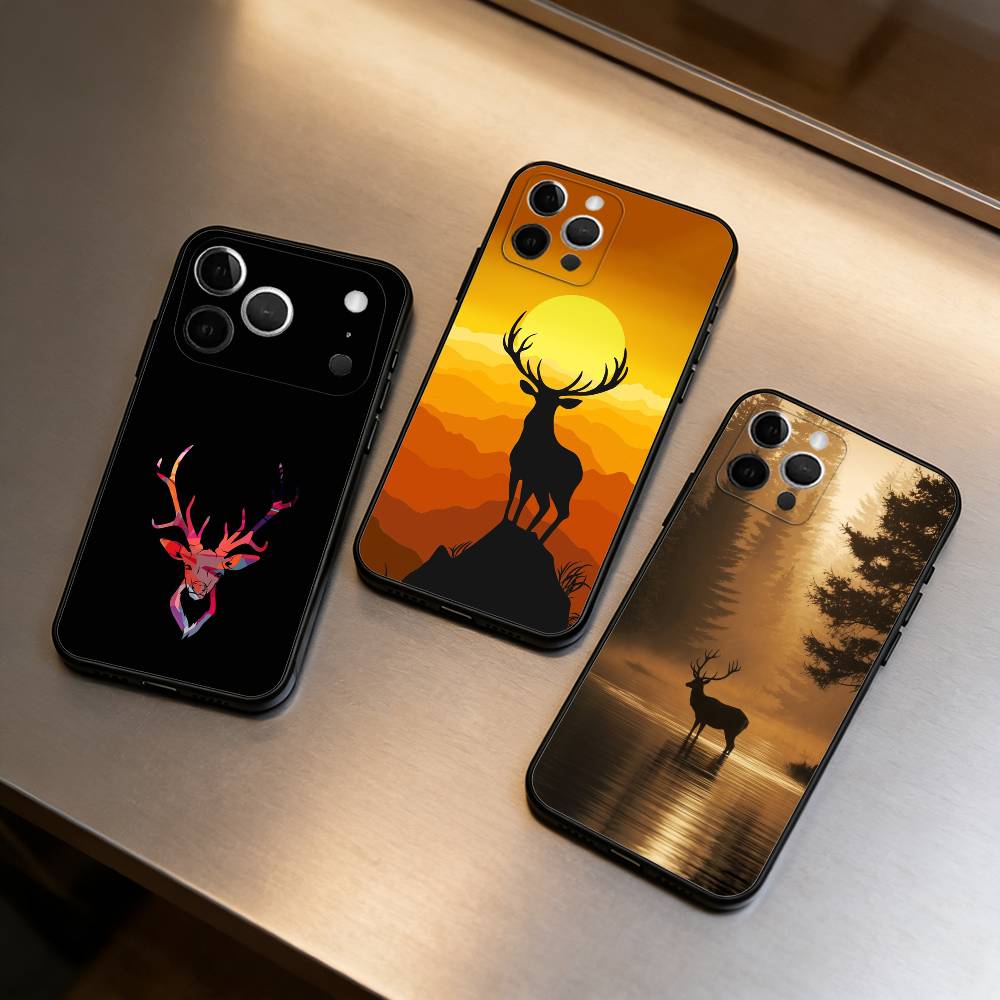 D-Deer-ER Soft Silicone Black Cover,Phone Case For iPhone 17,16,15,14,13,12,11 Plus,Pro Max,XS