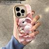 Phone Case: 2D flat lambskin suitable for iPhone 18, 17, 16, 15, 14, 13 Pro protective cases, little lotus bunny, Christmas and Halloween gifts