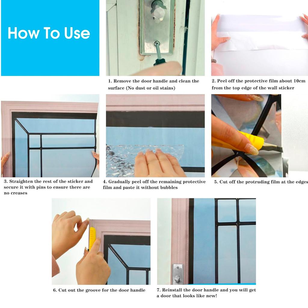 3D Peel and Stick Door Sticker Mural - Self-Adhesive, Removable Waterproof Vinyl Door Decal for Bedroom and Living Room Wall Decoration