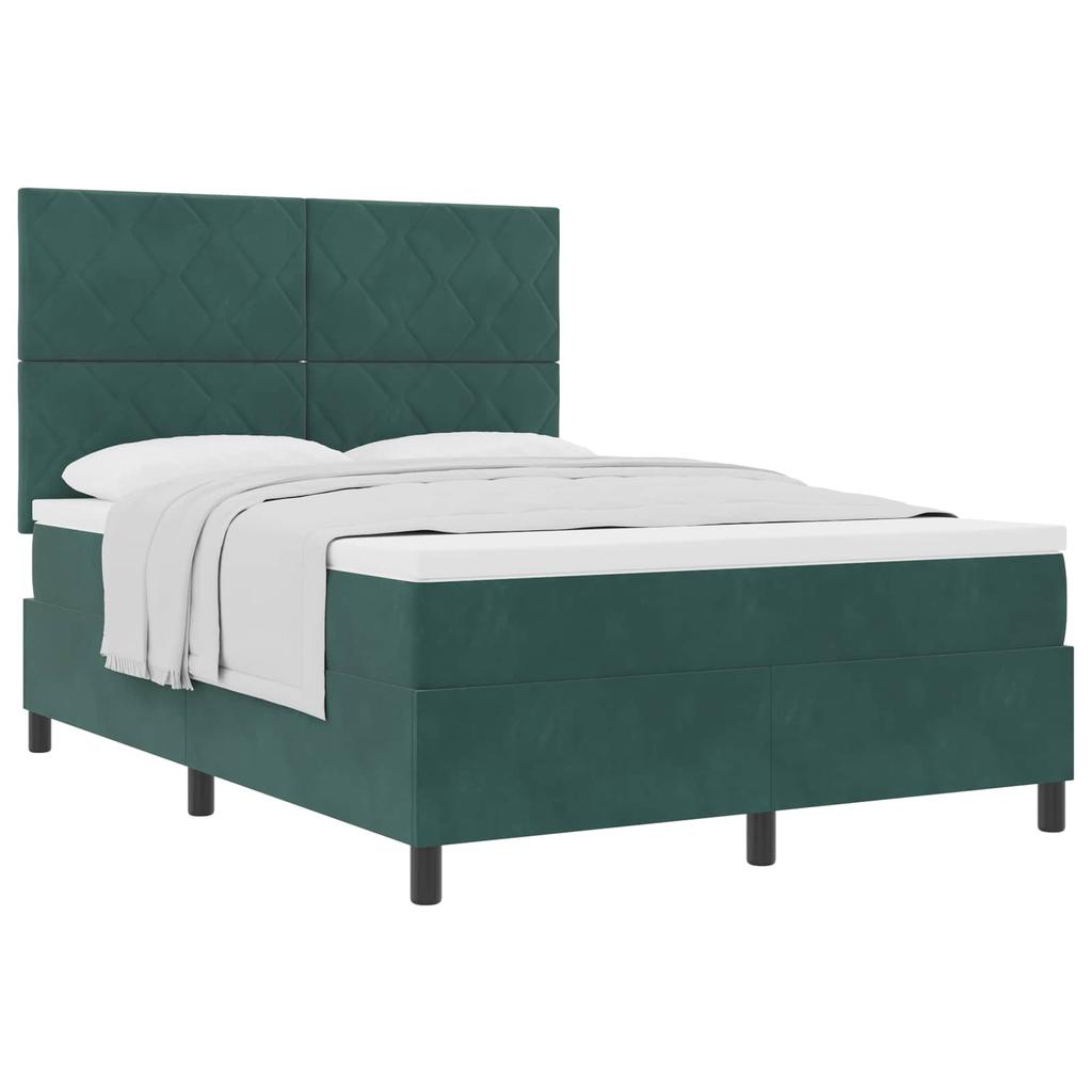 Boxspring Bed with Headboard Dark Green 160 x 200 cm Velvet