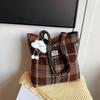 2025 Winter Woolen Light Student Large-capacity Portable Tote Bag Plaid Shoulder Bag Women's Bag
