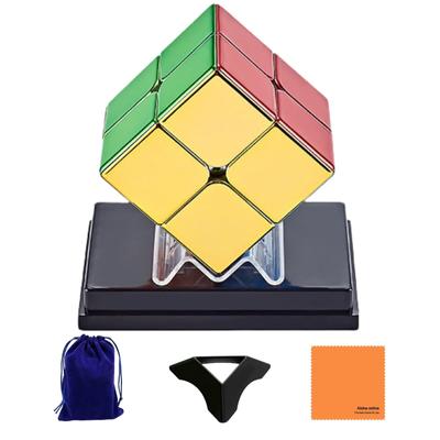 Металлический кубик 2x2 Cyclone Boys [Включает мешочек, подставку и салфетку для чистки] Металлический кубик Cyclone Boys, с металлическим покрытием, без наклеек (Без магнитов)
