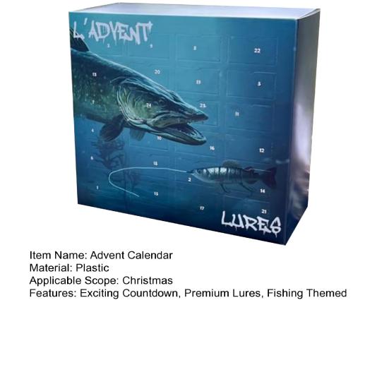 Yousheng Fishing Lure Адвент-календарь 2024 Рыболовный рождественский календарь обратного отсчета 24 дня Рыболовная приманка Рождественские подарки для рыболовов Мужчин Мальчиков
