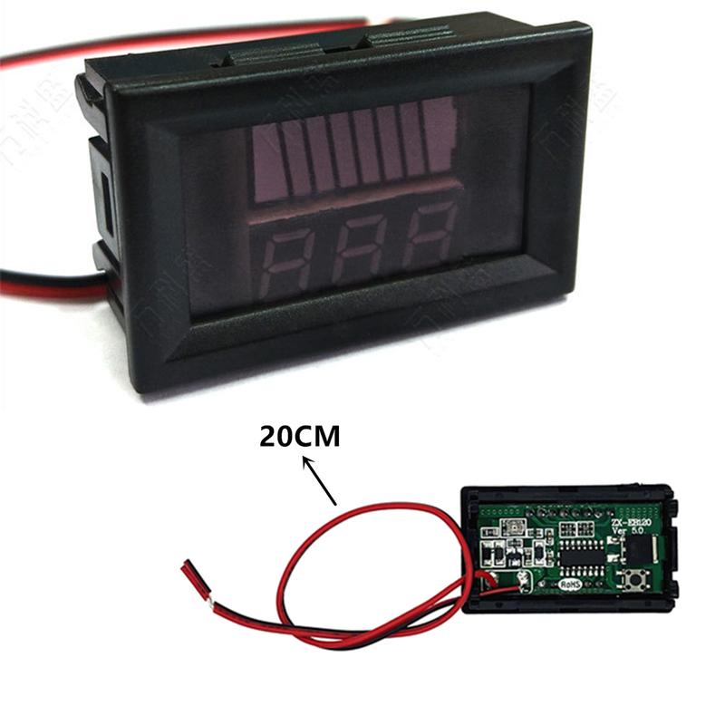 0.56'' Red Blue LCD Digital Voltmeter 12V 24V 60V 72V Battery Capacity Indicator Lead Acid Power Car Motorcycle Voltage Tester