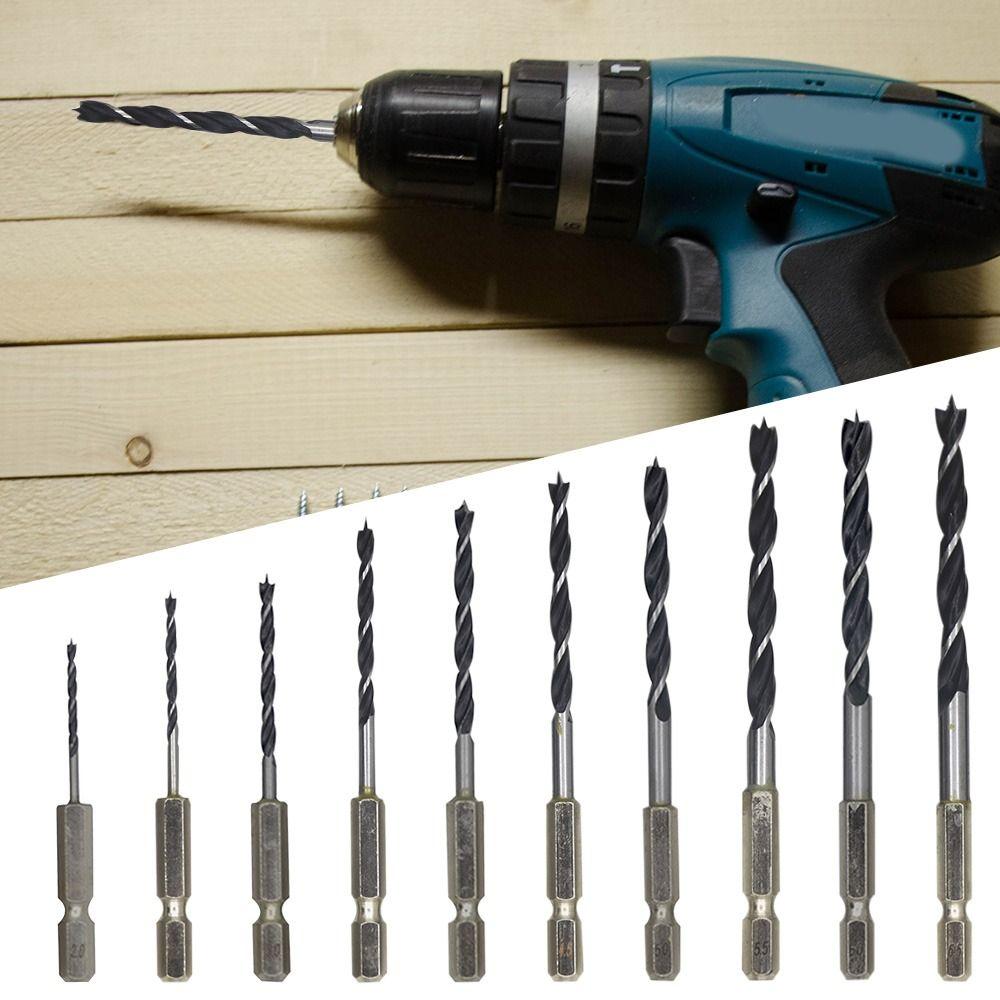 10 шт. шестиугольный хвостовик трехконечное деревообрабатывающее сверло спиральное сверло электрическая дрель ротор