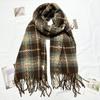 Autumn and Winter New Milk Huhu Imitation Cashmere Scarf Women's Plaid Simple Cute Tassel Warm Scarf Men's Shawl