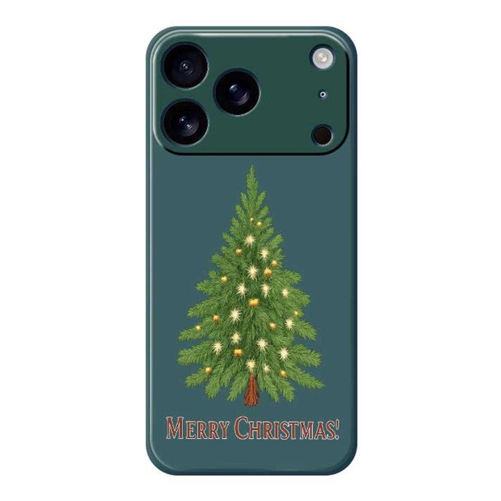 For iPhone 17 Pro Max Case Christmas Tree Pattern Printing Straight Edge TPU Phone Back Cover