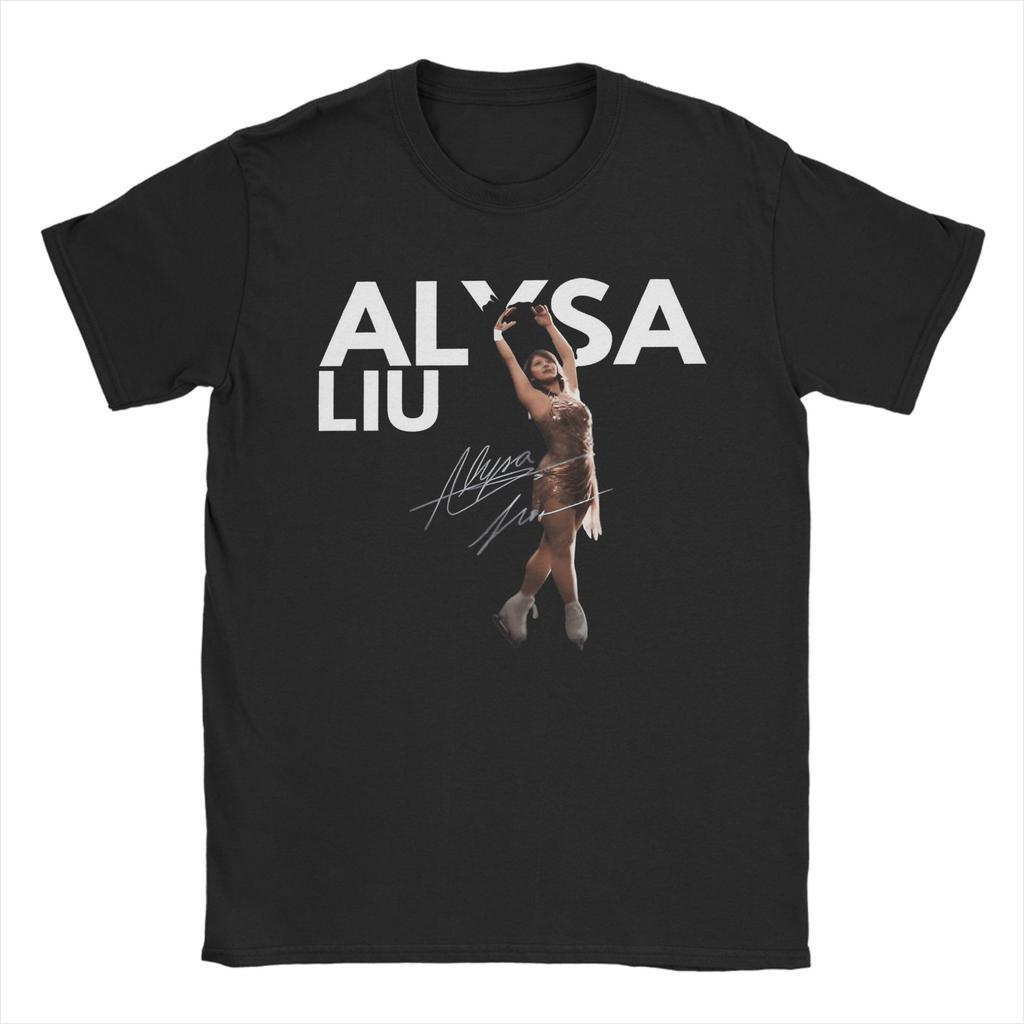 Винтажные футболки Alysa Liu USA Skating для унисекс с круглым вырезом, хлопковые футболки с коротким рукавом, идея для подарка, одежда