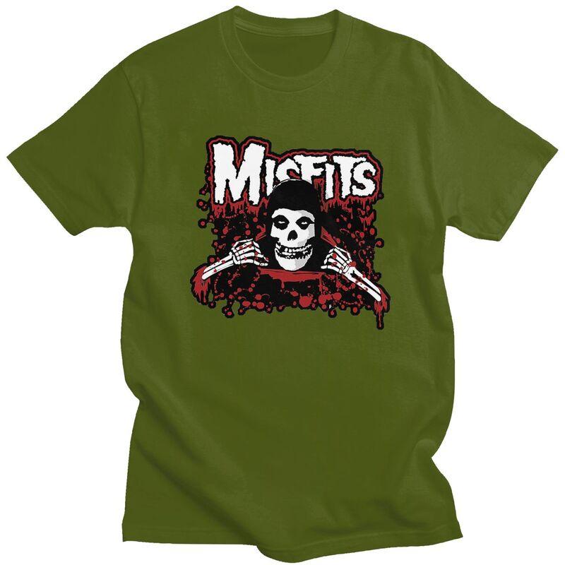 Мужские футболки с принтом Хоррор Панк Рок Misfits Череп, с коротким рукавом, модные, приталенные, 100% хлопок, идея для подарка