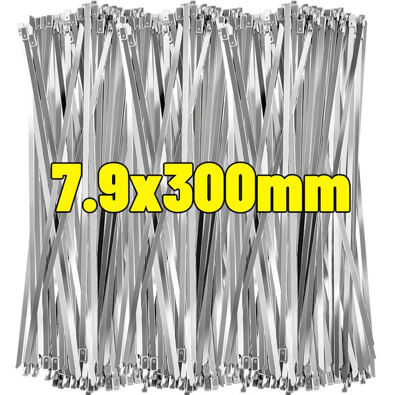 Stainless Steel Cable Ties Heavy Duty Self Locking Metal Zip Ties Fastening Rings Straps Binding Tie for Exhaust Machinery Fence