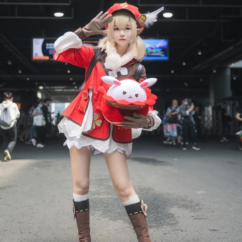 Klee Косплэй костюм игра Лоли красное платье шорты парик сумка костюм костюмы на Хэллоуин одежда для детей и взрослых