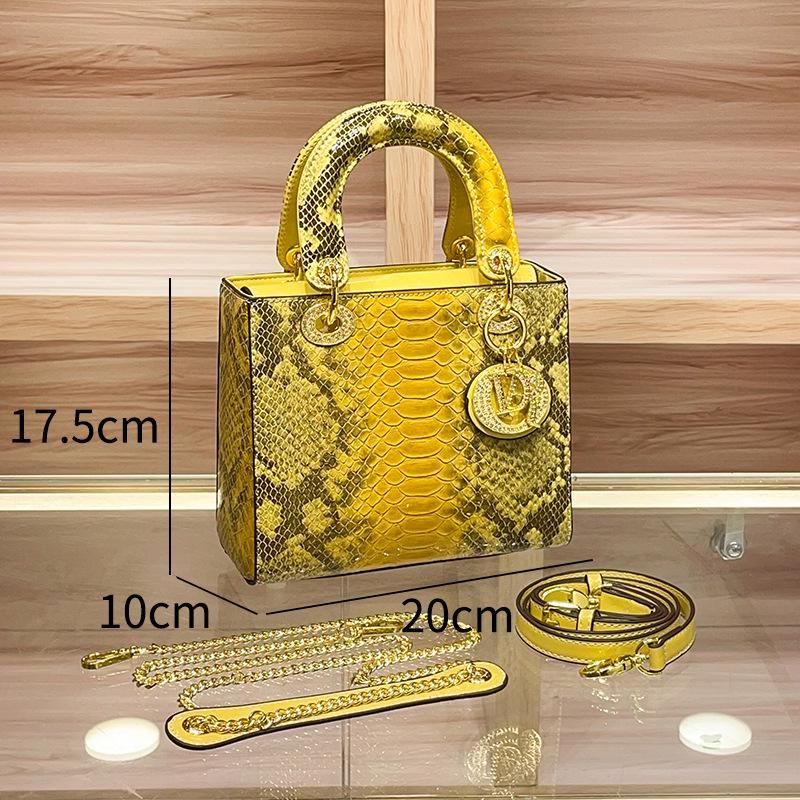 Genuine Python Print Leather Women's Shoulder Bag - 2025 Crossbody Fashion Handbag
