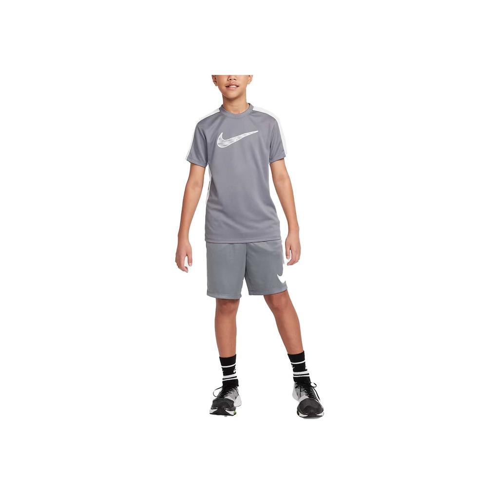 Nike Dri-Fit Trophy 23 Удобная Стильная Простая Футболка с Коротким Рукавом Детские Топы Дымчато-Серый HF8079-085