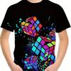 Летняя футболка с 3d принтом «Кубик Рубика» для мальчиков и девочек, модная футболка с узором «Кубик Рубика», детская уличная одежда, топы, одежда
