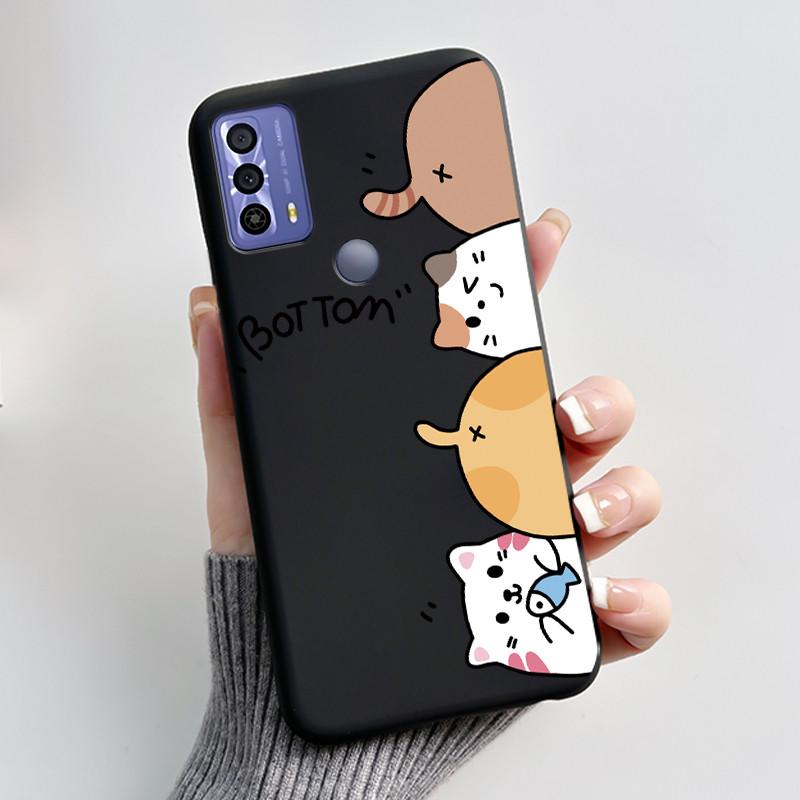 Phone Funda For TCL 20B 20Y 20E Case Aesthetic Cute Cat Astronaut Black Soft Silicone TPU Capa for TCL 20E 20Y 20B Back Cover