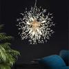 Modern Crystal Chandeliers Firework, Non-dimmable, 8-Light Gold Dandelion Sputnik Ceiling Light Fixtures, for Bedroom Living Room Dining Room