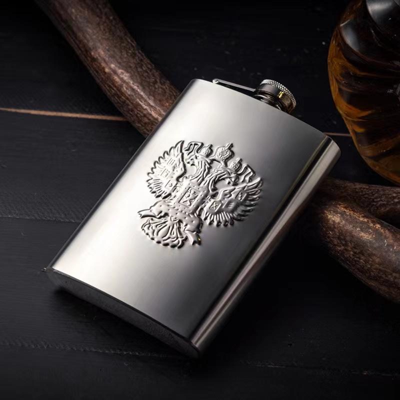 9 унций портативная фляжка из нержавеющей стали 18/8, фляжка с двуглавым орлом, воронка для виски и вина, туристическая кружка для вина