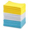 Microfiber Cleaning Cloths, Thin, Car Wash Wipes, 24 Pack, Blue, White, Yellow,