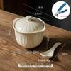 Керамическая кастрюля с двумя ручками и крышкой