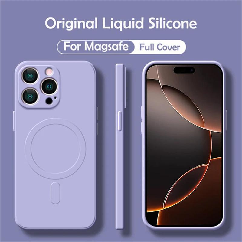 Роскошный жидкий силикон для чехла телефона Magsafe для iPhone 17 Air 16 17 Pro Max 14 15 12 13 Mini Магнитная крышка для беспроводной зарядки