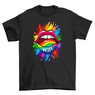 'Pride_43'' Радужная футболка с принтом губ - Носи свои цвета с гордостью! Смешная унисекс футболка, Per