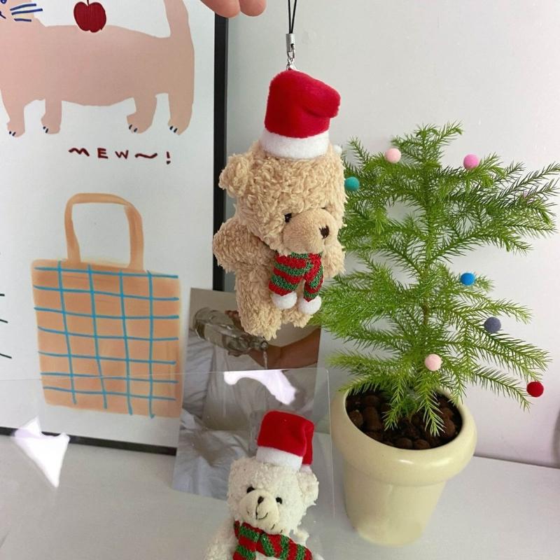 Christmas Bear Ornament Cute Holiday Decor Christmas Tree Pendant Fine Craftsmanship Adjustable Pose Bear Charm for Kids
