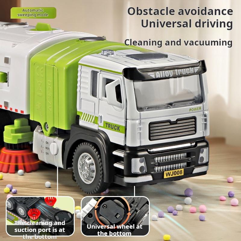 Alloy Sanitation Sweeper Model Simulation Vacuum Cleaner Boy Electric Sound And Light Universal Toy Car