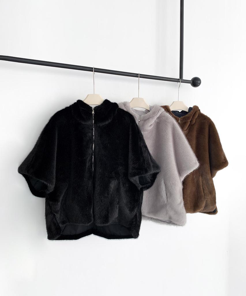 Vascara Двусторонняя куртка с капюшоном из искусственного меха на молнии (3Colors)