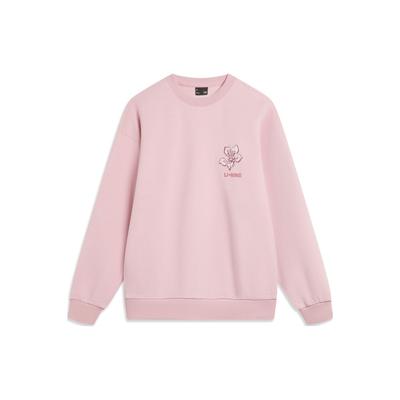 Li Ning Sports Lifestyle Series Letter Print Casual Sweatshirt Women Sweatshirt Light-Pink AWDT762-1