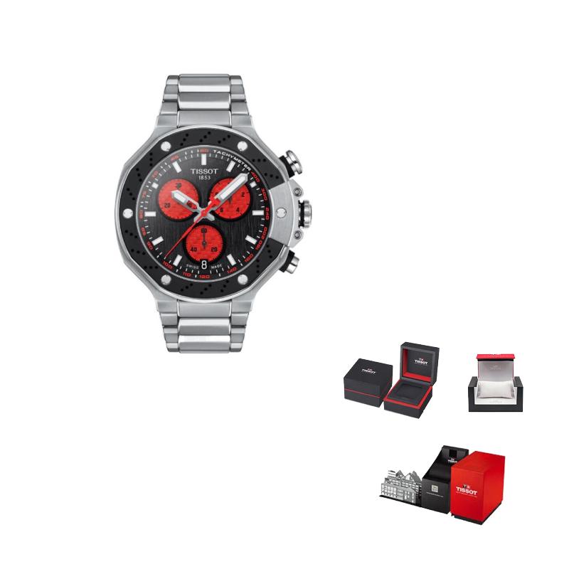 Tissot T RACE MARC MARQUEZ Кварцевый Механизм Водонепроницаемые 100м Мужские Часы Часы 45мм Черный Циферблат T141.417.11.051.00