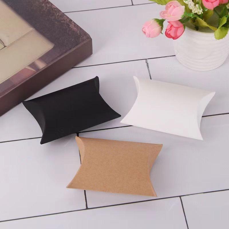 50/100PCS Pillow Paper Box Used for Wedding Party Gift Candy Boxes Home Birthday Kraft Paper Packaging with Jute String
