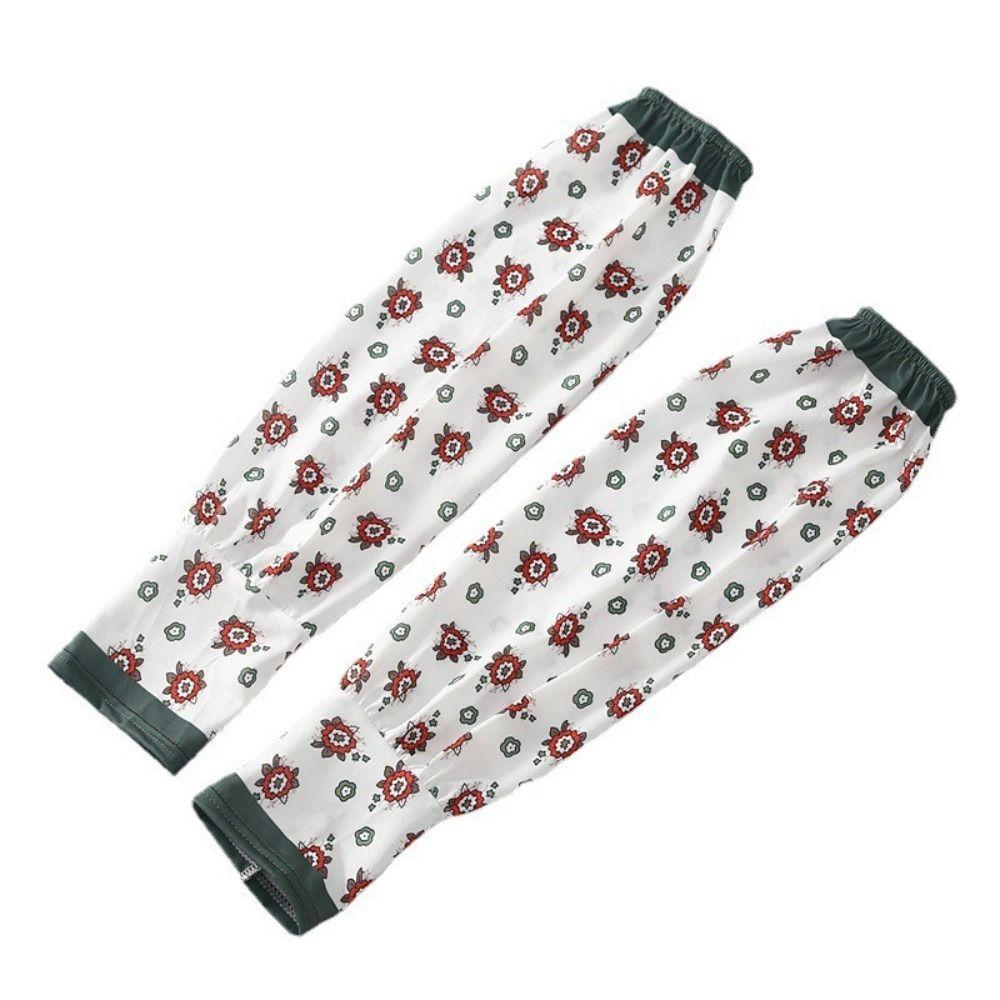 Sun Protection Long Arm Sleeves Flower Pattern Summer Arm Cover Sunscreen Ice Silk Sleeve Girls