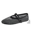 Fashion Women Flats New Fashion Ballet Mary Janes Crystal Shoes Summer Woman Luxury Rhinestone Soft and Breathable Mesh Sandals