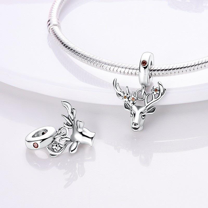 S925 Silver DIY Beaded Animal Shaped Bracelet Necklace Pendant Cute Jewelry Gift Set for Craft Lovers