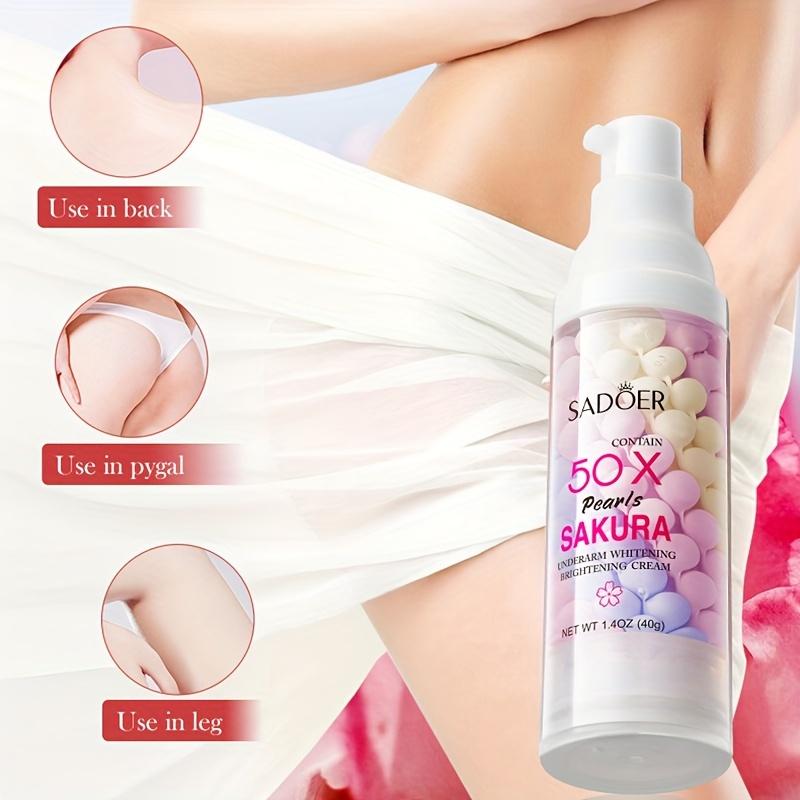 Крем для отбеливания подмышек Sakura Collagen, Осветляющий, Увлажняющий, Гладкий и Нежный Светло-бежевый, Улучшает Сухость и Темно-желтый цвет подмышек Светло-бежевый