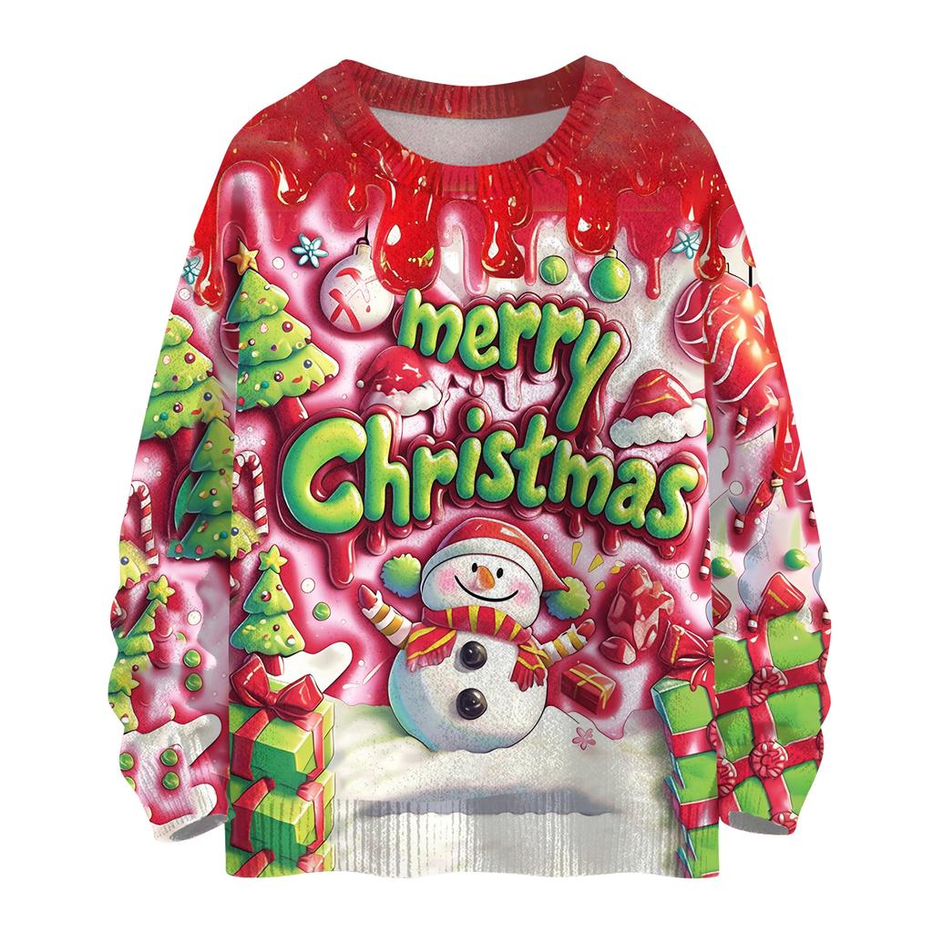 Женский повседневный шерстяной рождественский свитшот с длинным рукавом, осенний отпускной пуловер с длинным рукавом