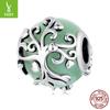 Tree Of Life Dongling Stone Beads, Retro Elegant S925 Sterling Silver Lucky Bracelet Beads Loose Beads