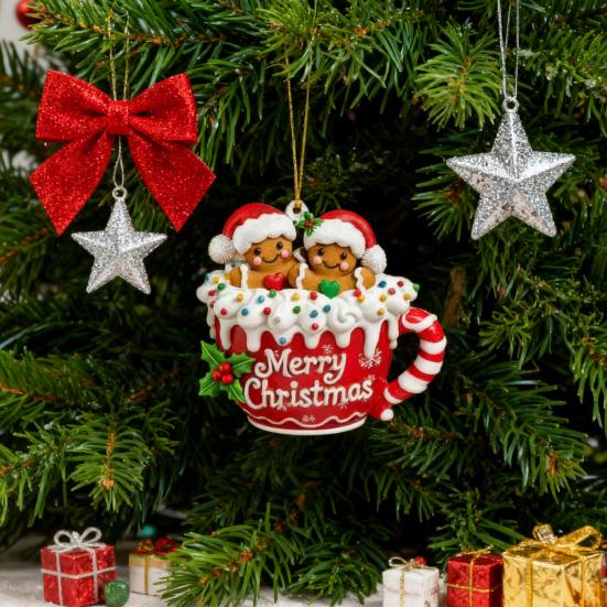 Пряничный человечек Рождественское украшение Смола Подвесной декор для елки и дома Праздничная фигурка печенья для рождественских украшений